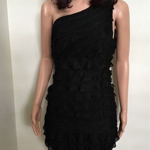 Macy's StudioM Brand Cascading Layers Dress-Black-Stretch-Sleeveless-NWT